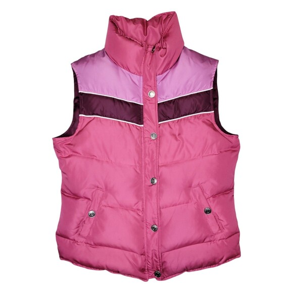 Vtg Aeropostale Down Feathers Filled Puffer Vest Womens MED Pink Colorblock 80s - Picture 4 of 9